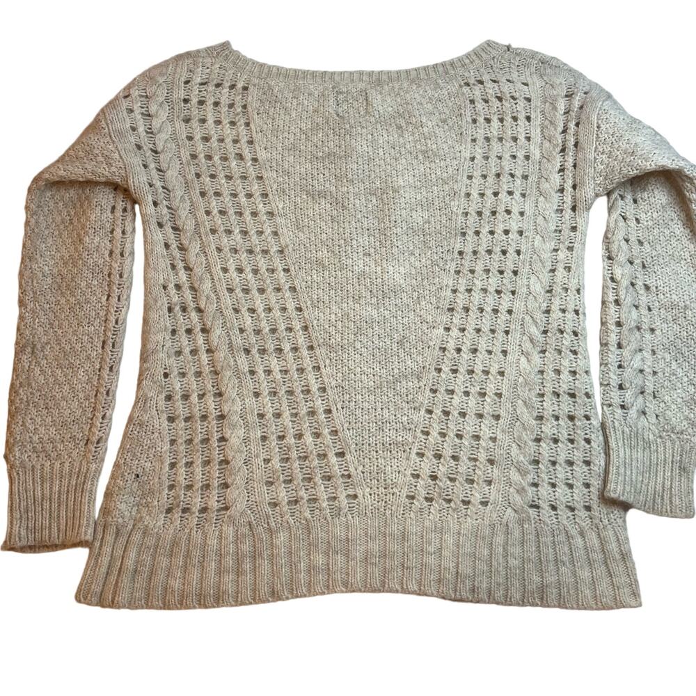 American Eagle Alpaca Wool‎ Blend Sweater Women's Large Cozy Cable Knit Pullover - Picture 2 of 11